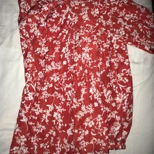 Red floral blouse